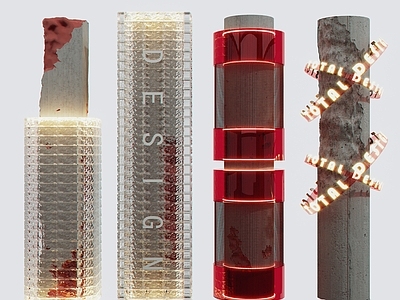 工业风装饰柱 玻璃砖装饰柱 亚克力装饰柱 网格装饰柱 混泥土柱子