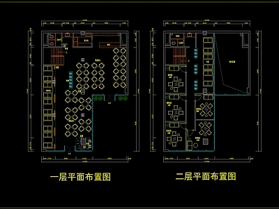 现代茶楼CAD平面图