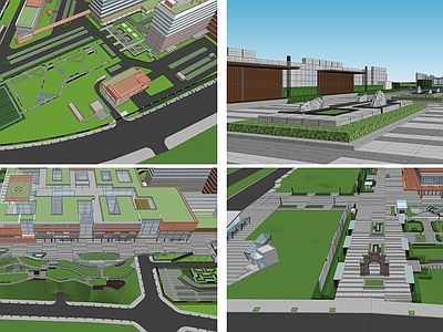 现代医疗建筑 公园景观