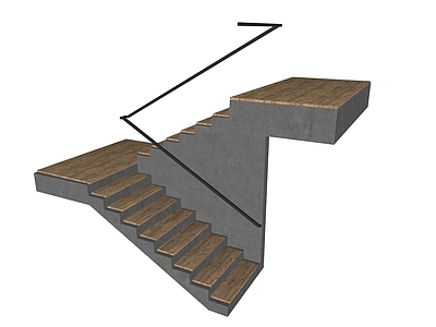 现代扶手楼梯 木材 室内 石材
