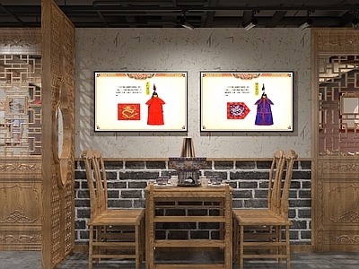 新中式火锅店 八旗装饰 铜火锅 酒柜 消毒柜 中式