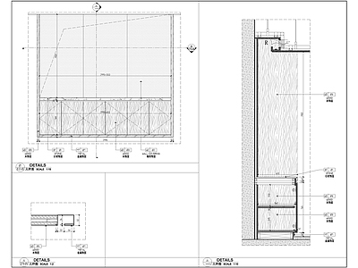 天花地面入户门电视背景墙节点大样图 施工图 墙面节点