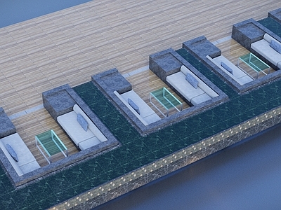 现代代景观座椅 下沉卡座 休闲卡座 下沉空间 交流空间 石材 长条形