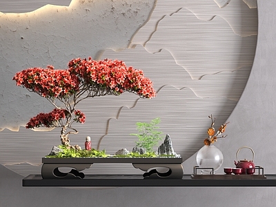 盆景 盆栽 梅花茶具 桌面
