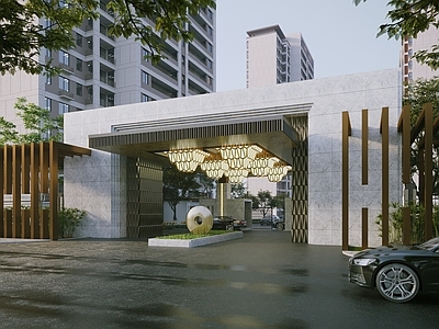 现代小区大门 小区入口