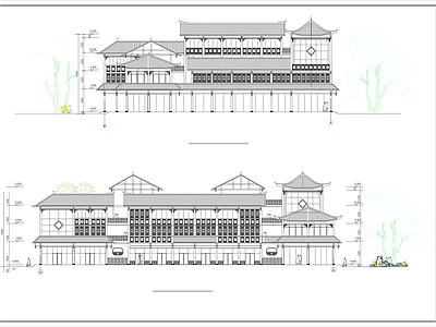 中式客栈设计图cad