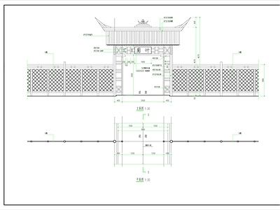 中式竹门法详图CAD施工图 乡村振兴