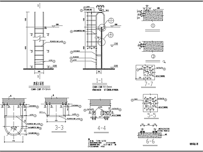 室外钢爬梯 直爬梯节点图 施工图