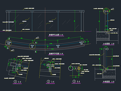 玻璃木材护栏 施工图