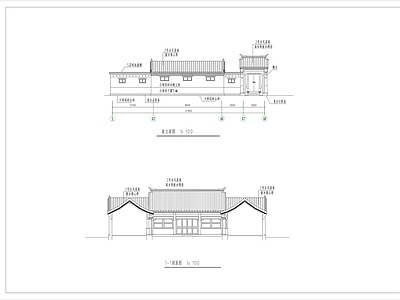 中式四合院建筑施工图cad