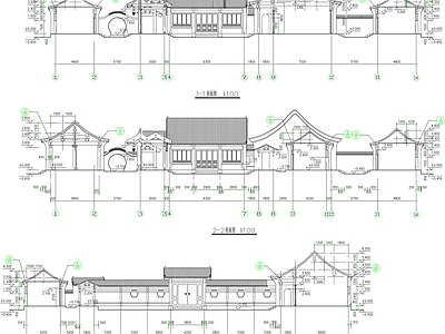 中式四合院建筑施工图cad