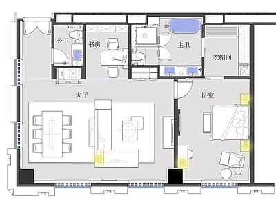 110sqm酒店客房平面图 施工图