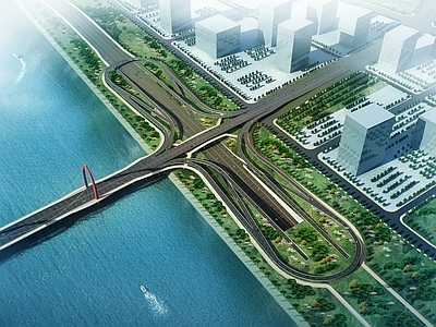 现代公路大桥 跨河跨江大桥 高架桥 立交桥 立体交通道路