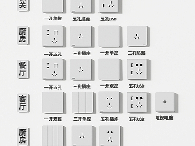 现代开关插座组合
