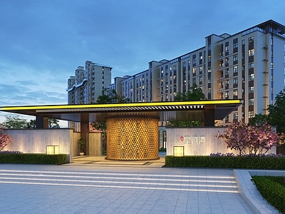 新中式小区入口大门