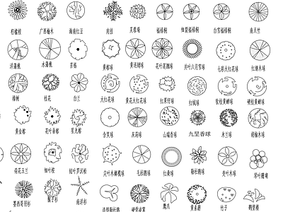 460个植物平面图例 热带 亚热带 草木平面图块 施工图
