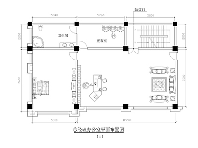 现代公司办公平面 施工图