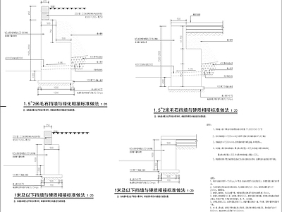 毛石挡土墙大样图 施工图 墙面通用节点