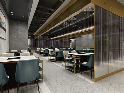 现代火锅店 挂画 椅