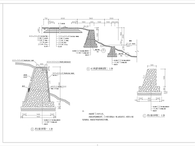 毛石挡土墙CAD 施工图 墙面通用节点