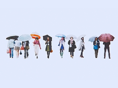 2D女人 雨天撑伞的人