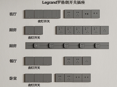 Legrand现代开关插座组合 轨道插座