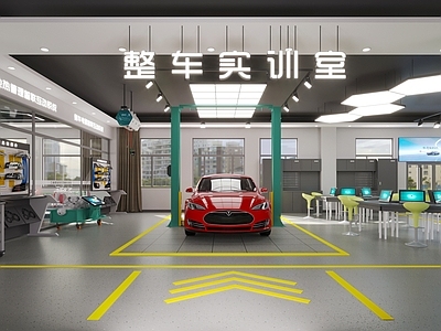 现代汽车维修店 汽车实训室 汽修店