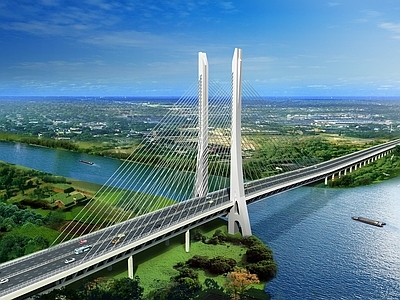 现代城市大桥 市政大桥 跨河大桥 拉索桥