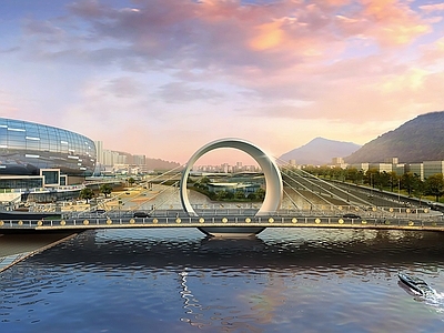 现代城市大桥 市政大桥 跨河大桥 环形桥