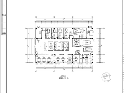 现代办公室平面布置图 施工图