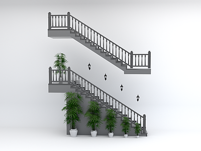 欧式楼梯 扶手 栏杆 室内 木材 石材