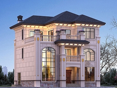 三层自建房建筑 施工图 效果图 建筑平面图
