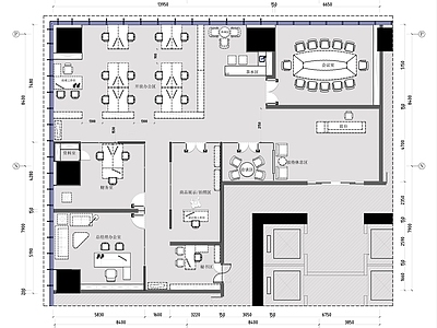 现代办公室平面 施工图