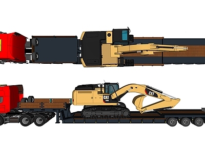 拖挂式工程车 牵引车 挂车 装载机 钩机 运输车 工程运输车