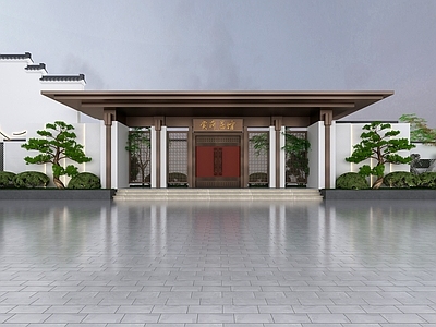 新中式入口大门 建筑头 小区入口