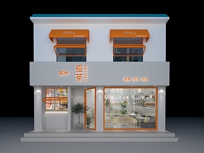 现代奶茶店门头 咖啡店门头