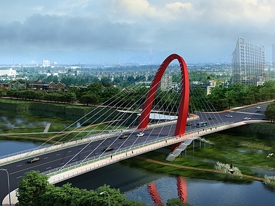 现代拉索桥公路大桥 市政大桥 跨河大桥