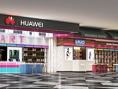 现代手机店 华为手机体验店 数码店 手机配件店 展示柜 中岛