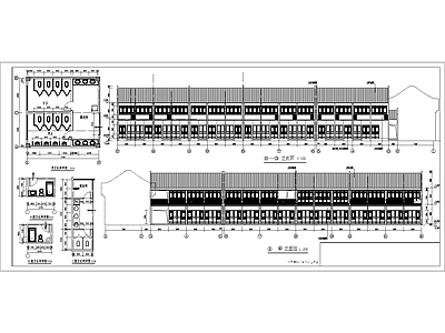 中国古建筑纸徽派戏楼组合建筑施工图