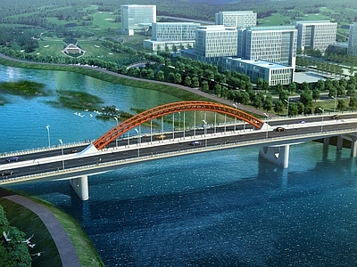 现代公路大桥 市政大桥 钢拱桥 跨河大桥