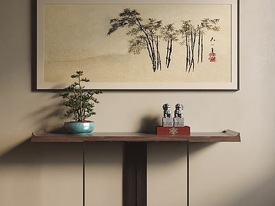 新中式装饰画 水墨挂画 风景挂画 植物挂画 端景台 盆景