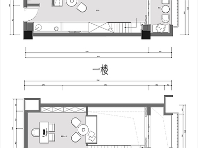 上下阁楼办公室平面图 施工图