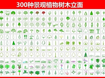 300种景观植物树木立面图例 图库