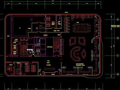 现代卷月办公空间平面方案 施工图