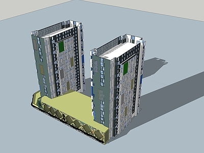 现代高层双塔楼商业建筑