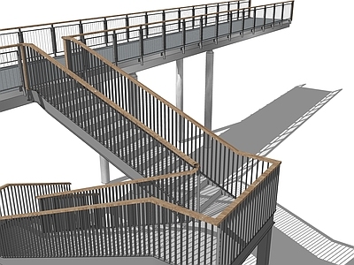 现代扶手楼梯 户外 钢构 户外钢构 木材 户外 金属
