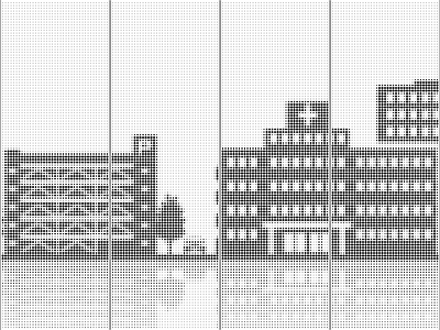 城市建筑天际线剪影穿孔板金属贴图