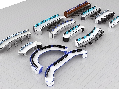 现代监控室操作台 控制台 操作台 监控台