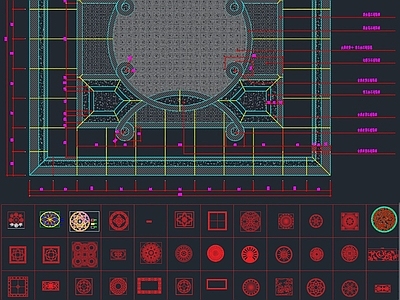 地面拼花石材拼花腰线CAD