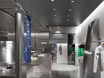 SU悬赏模型 后现代风格服装店 衣架 金属